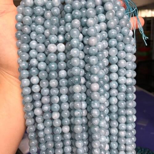 4/6/8/10/12mm Natural Stone Jades Blue Chalcedony Beads Round Loose Beads For Jewelry Making DIY Bracelet Necklace Supplies 15"