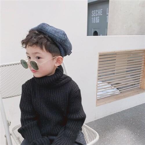 Kids Sweater Fashion Korean Autumn Winter Turtleneck Sweater For Girls Boys Clothing Toddler Knit Sweater Pullover High Quality