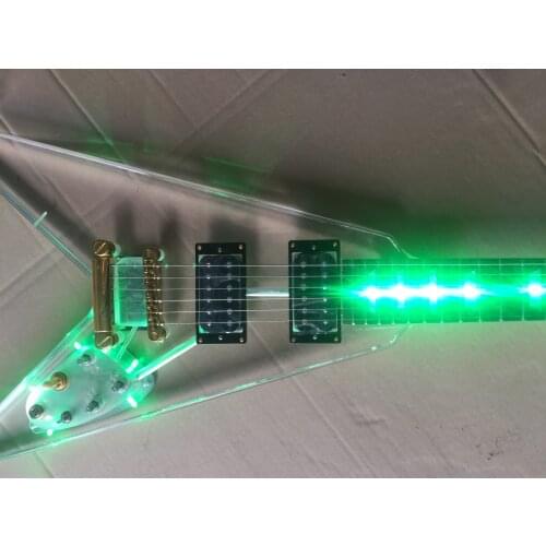 Electric guitar / acrylic green LED swallow tail Guitar / China Electric Guitar