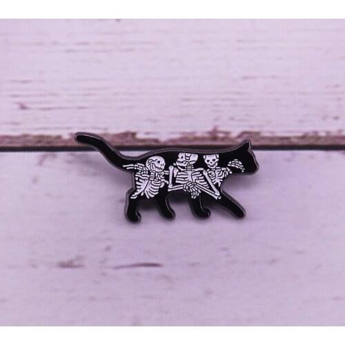 Skeleton Cat Enamel Pin skull animal badge
