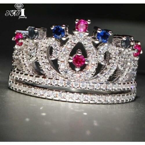 YaYI Fine Jewelry Fashion Princess Claw Set Cut White Cubic Zirconia Silver Color Engagement Wedding Party Lovers Gift Rings