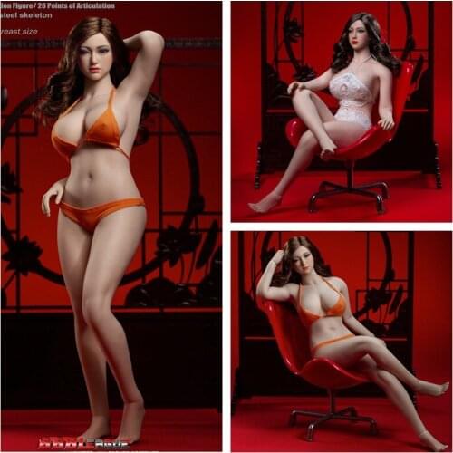 1/6 Scale Collectible Action Figure Doll Metal Skeleton Large Bust Seamless Body Female in Pale or Suntan skin 12" Model Toys