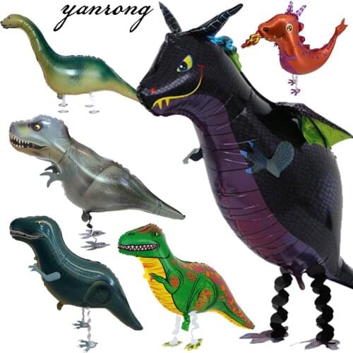 2PC 4D inosaur balloons foil standing dinosaur dragon birthday deco party boy kids toys helium globals baby shower decorations