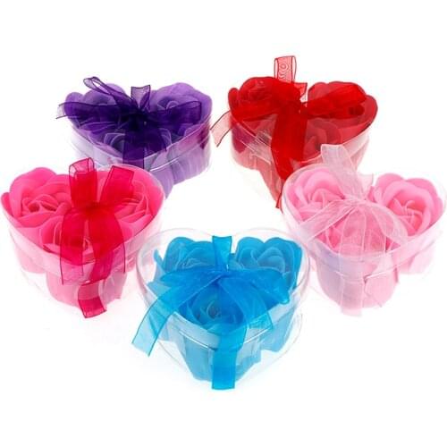 3Pcs Heart Scented Bath Body Petal Rose Flower Soap Wedding Decoration Gift Best