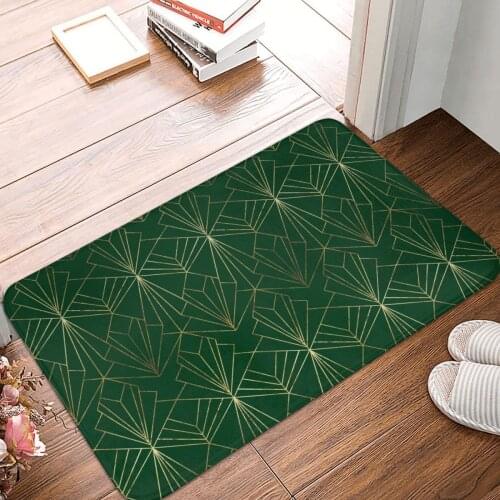 Art Deco In Emerald Green Doormat Carpet Mat Rug Polyester Anti-slip Floor Decor Bath Bathroom Kitchen Bedroom 40*60