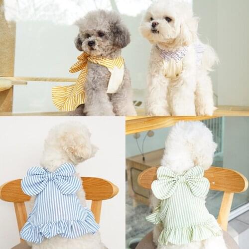 Bowknot Dog Dress Summer Pet Skirt Princess Dresses Cat Puppy Yorkshire Pomeranian Poodle Bichon Schnauzer Clothing Dog Clothes