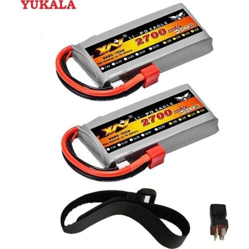 YUKALA 7.4V 2700mAh 2s RC Lipo Battery 40C Max 60C For Wltoys 12428 12423 RC Car feiyue 03 Q39 Upgrade parts Battery 2PC