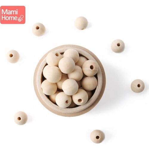 Mamhome 16mm 100pc Wooden Beads Unpainted Handmade Making Bracelet Necklace Accessories Wooden Teething Toys DIY Crafts