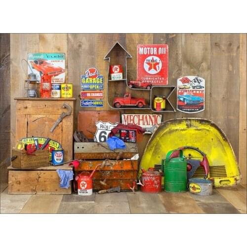 Mechanic Tools Shed Motor Car Garage photo studio background High quality Computer print children kids backdrop