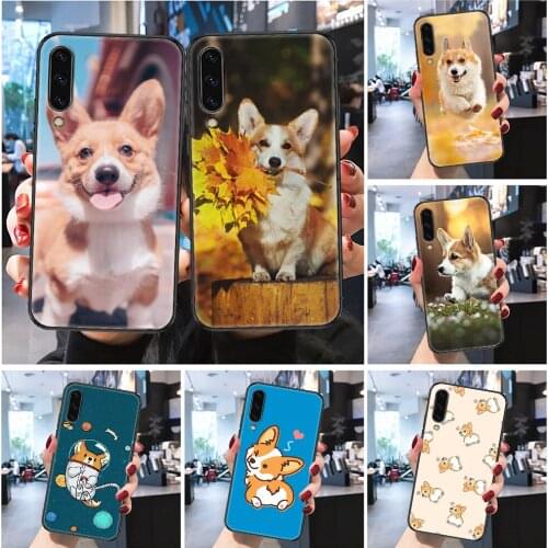 Dog Corgi Cute Cartoon cute Phone case For Samsung Galaxy A 3 5 7 8 10 20 21 30 40 50 51 70 71 E S 2016 2018 4G black trend back