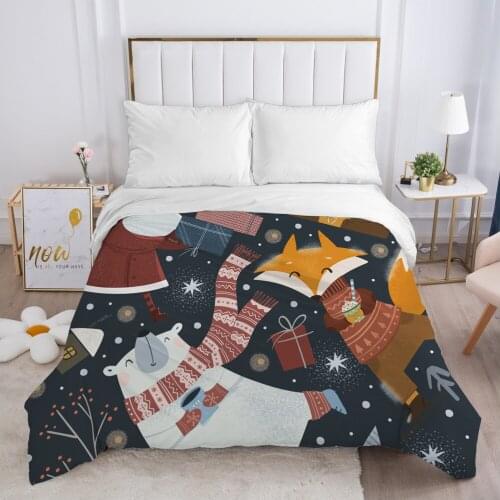 Cartoon Christmas Childrens Duvet cover Quilt/Blanket/Comfortable Case Bedding for kids baby girls Single for Home fox