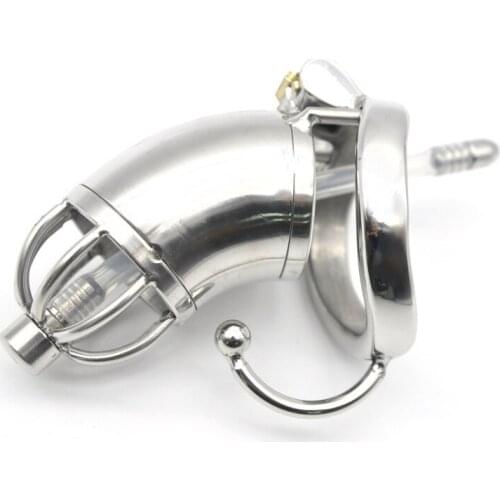 Ergonomic Design Stainless Steel Male Chastity Device Cock Cage With Spike Ring Catheter Sex Toy For Men Chastity Bet