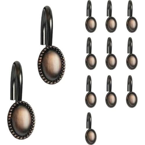 Set of 12 Antique Shower Curtain Hooks Curtain Rings for Bathroom Shower Rods Hooks Rings for Bathroom