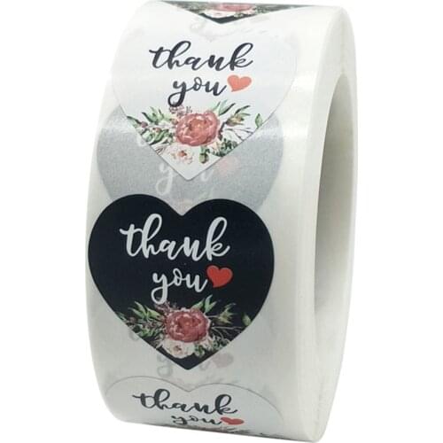 50-500pcs heart flowers thank you sticker seal label Christmas decoration sticker wedding party envelope sticker 2.5cm