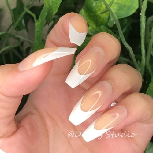 French Impress Press On Nails Coffin Super Long Ombre Ballerina Nep Nagels Artificial Plastics Faux Ongles Halloween Colored Tip