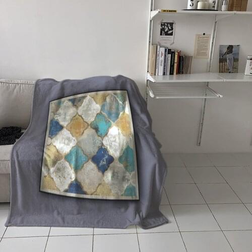 Oil Painting Geometric Color Throw Blanket Picnic Travel Blanket Portable Soft Bedspread Microfiber Flannel Blankets for Beds