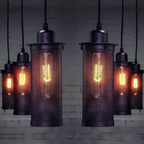 Modern cage Pendant Light Cube Metal Pendant Lights Accessory iron Loft Ceiling industrial retro Hanging Lamp for Home Bar Cafe