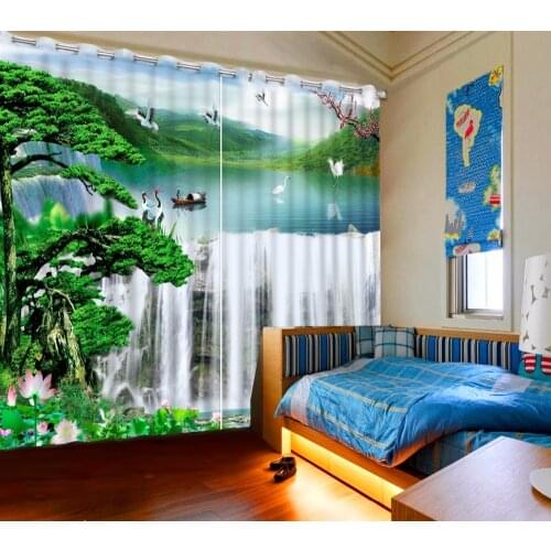Modern Window Bedroom Curtains Photo waterfall landscape Hotel Home 3D Drapes For Living Room Fashion Home Decoration