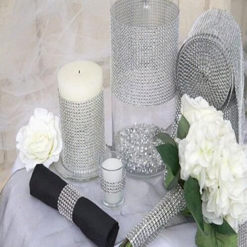 Wedding Gift DIY Craft Accessories 24 Rows Diamond Mesh Wrap Sparkle Rhinestones Crystal Ribbon 10 Yards/Roll For Party Decor