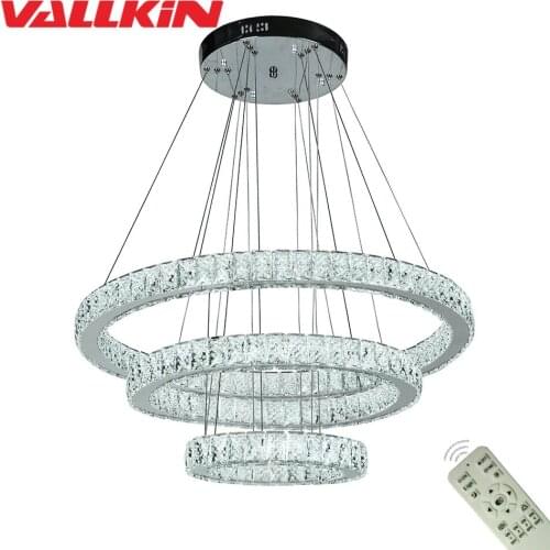 Dimmable LED Ring Crystal Pendant Lights Indoor Modern Suspension Light Home Lamp Deco Hanging Lighting DIY Lamps Fixtures with Remote Control