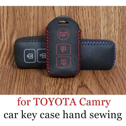 Only red great quality Hand Sewing Genuine Leather Car Key Case Exquisite Handmade Key Cover Fit for TOYOTA Camry