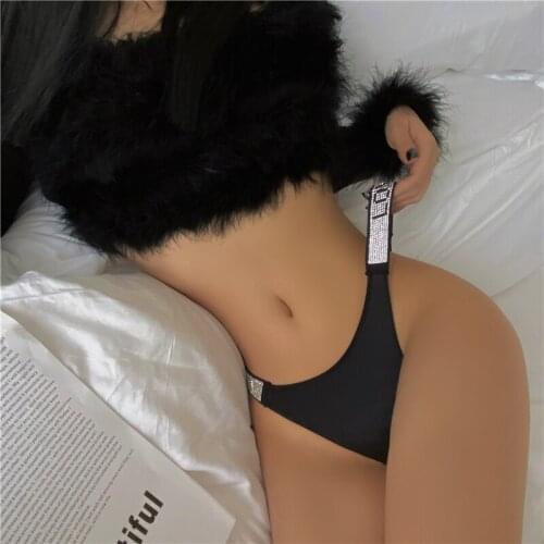 Letter G String Rhinestone Sexy Underwear Fitness Sports Hip Lifting Panties Thong Low Waist Seamless Briefs Lingerie Size S-XL