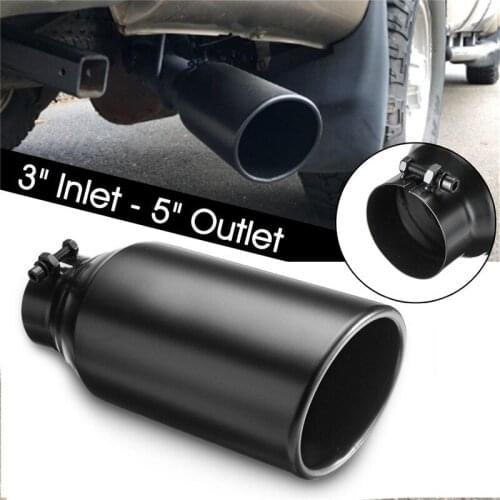 Universal Car Exhaust Muffler Tail Pipe 3" Inlet 5" Outlet Exhaust Tip Tail Pipe Rolled End Stainless Steel Angle Cut Tube