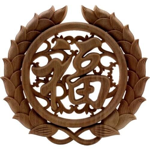 VZLX Floral Wood Carved Decal Corner Appliques Frame Wall Furniture Woodcarving Decorative Wooden Figurines Crafts Home Decor
