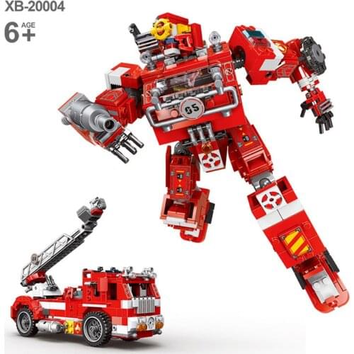 XINGBAO 20004 779PCS NEW Age Of Armor Series 2 Styles Deformation Fire Robot And Aerial Ladder Truck Sets Building Blocks Bricks