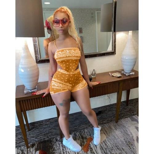 2021 New Arrival Famous Brand 2 pcs Women Set Print Spaghetti Strap Short Tops and Shorts Summer Beach Outfits