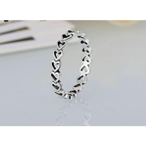 New 925 Silver Ring Retro Peach heart shape Fine Jewelry Wedding Ring for women
