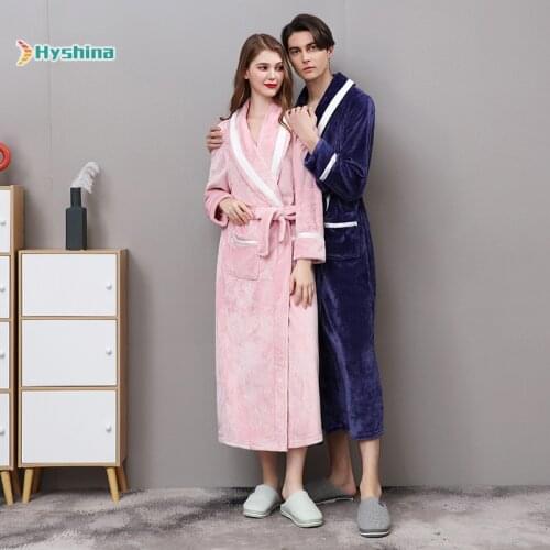 Winter Thickened Flannel Pajamas Couples Nightgown Mens Fattening Up Size Mm Coral Velvet Bathrobe