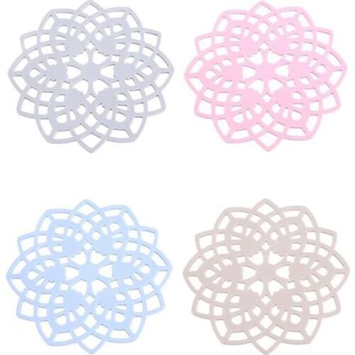 1pc Flower Shape Hot Pad Hollow Heat-Resistant Non-Slip Rubber Trivet Mat Drink Coaster Cup Accessories Home Supplies