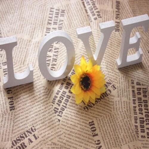 1Pcs Crafts White Letters Standing Wooden Blocks Alphabet Wall Sign A - Z Marquee DIY Block Words 3D Decoration Room Accessories