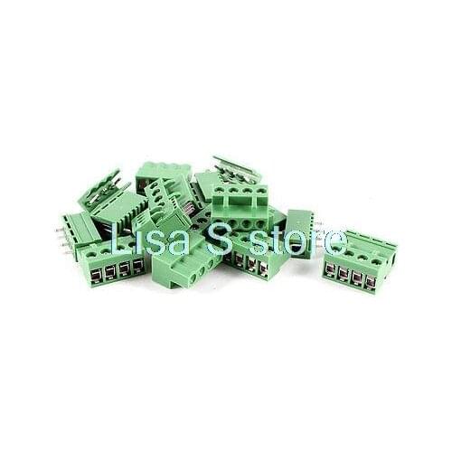 10 Pcs 4Pin 5.08mm Pitch PCB Screw Terminal Block Connector 300V 10A AWG14-26