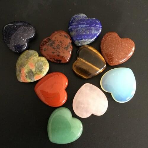 10pcs Natural Mixed mineral heart Rock crystal Love heart shape stone