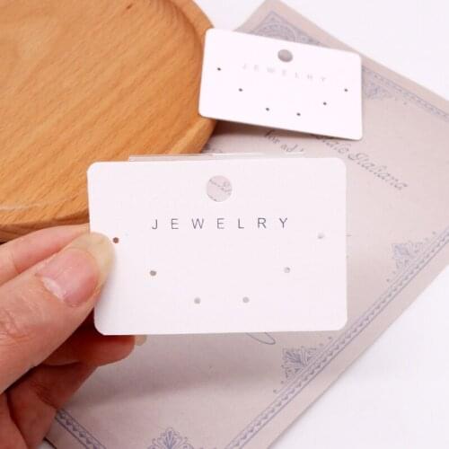 100pcs 5.8x4cm White Earring Ear Studs Packaging Plastic Cards Simple Jewelry Earrings Stand Packing Paper Cards Customize Logo