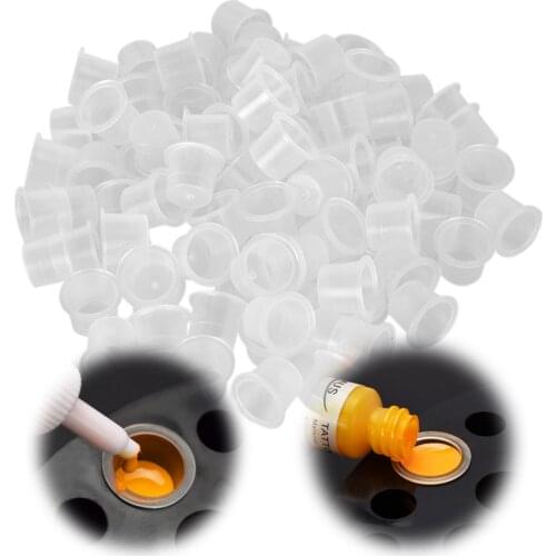 100pcs Disposable Plastic Tattoo Ink Cups White Pigment Cap Cup Tattoo Accessories Supply Tattoo Ink Caps for Tattooing