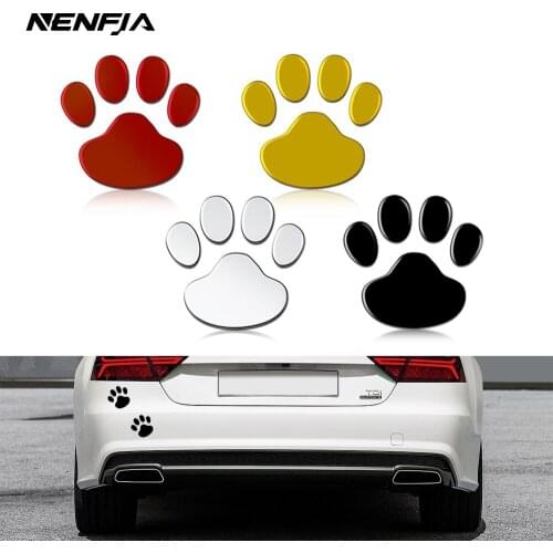 2Pcs/Set Car Sticker Cool Design Paw 3D Animal Dog Cat Bear Foot Prints Footprint Decal Car Stickers Silver Red Black Golden