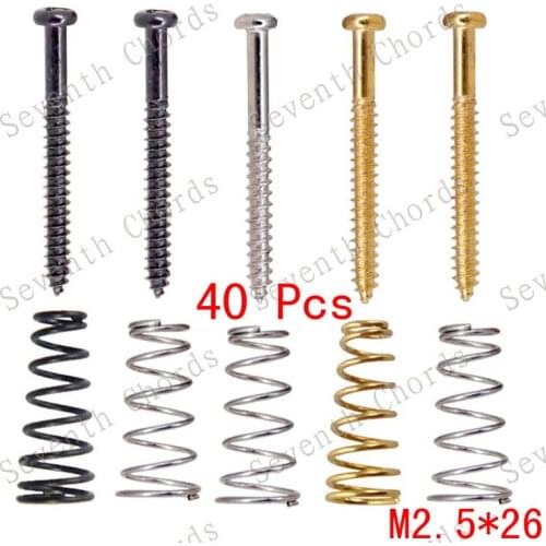 40 Pcs 3 Colour Electric Bass Guitar Pickup Mounted Adjust Height Screws and Conical Springs - M2.5*26mm