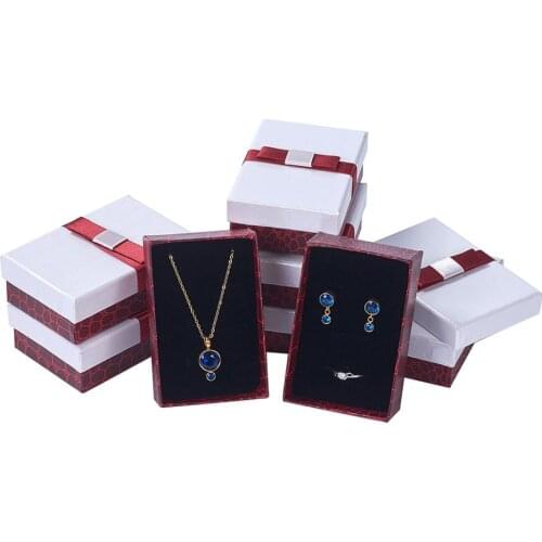 48pcs Jewelry Set Gift Boxes with Bowknot Ring Necklace Bracelets Earring Gift Packaging Boxes Rectangle 9x6x3cm Cardboard Box