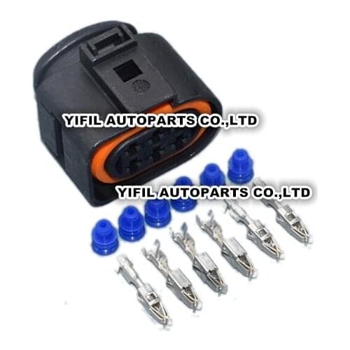 50pcs/lot 6 Pin/Way Car Oxygen Sensor Plug Auto Waterproof Electrical Connector 1J0973733 For VW Audi Passat