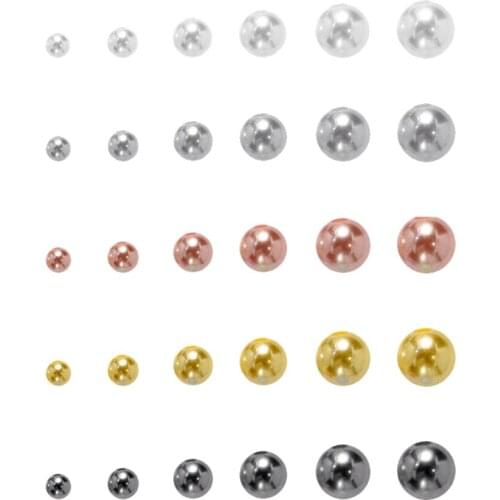 6 Grids Gold/Silver/Rose Alloy Metal Mini Beads 0.8-3.0mm Brilliant Smooth Round Loose Bead For Jewelry Making