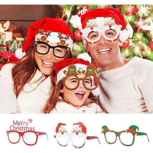 9pcs Santa Claus Xmas Tree Elk Glasses Frame Merry Christmas Glasses Photo Prop Christmas decorations new year Navidad kids gift
