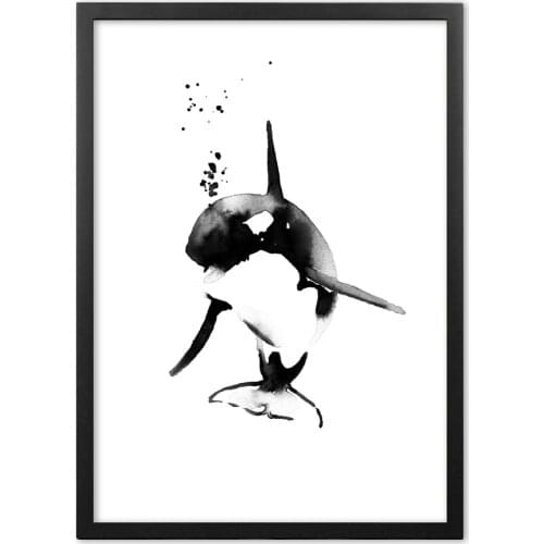 Black White Dolphin Wall Art Print Paper Painting Nordic Posters And Prints Wall Pictures For Living Room Decor