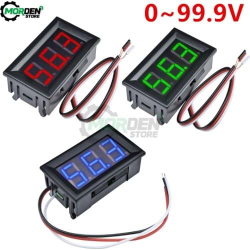0.56" DC 0-100V Mini LED Display Digital Voltmeter Gauge Voltage Tester 3 Wires Volt Panel Meter Red/Blue/Green