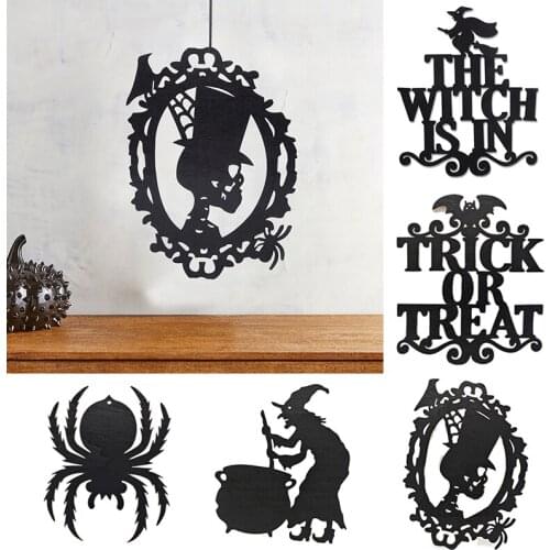 Halloween Wooden Ornaments Hanging Holiday Venue Props Spider Pendant Black Party Home Decoration Halloween