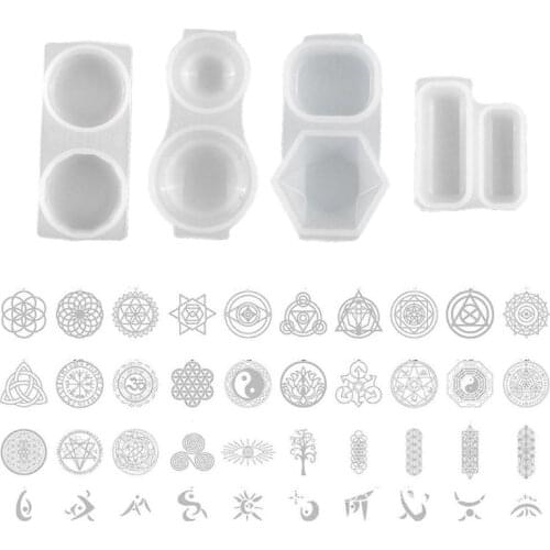 Faceted Round Orgonite Resin Pendant Mold Orgonite Stickers Silicone Resin Mold F3MD