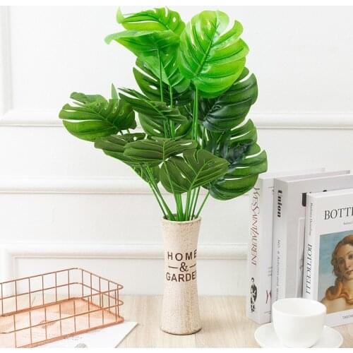 Artificial Green Plants Palm Leaves Tropical Monstera Fake Palm Tree Branch Home Garden Living Room Bedroom Balcony Decoration