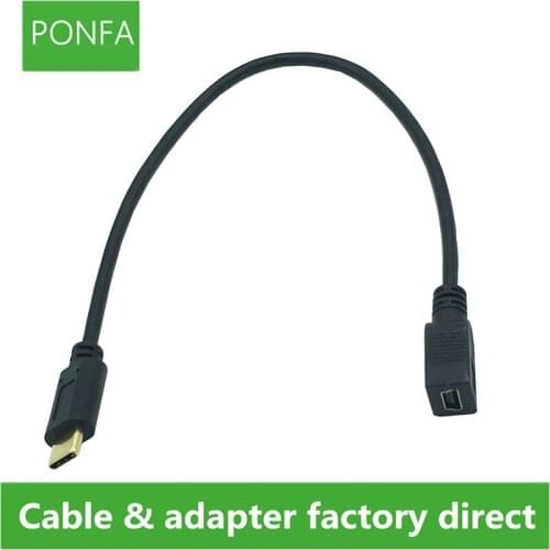 Type C USB 3.1 Male to Mini USB Female Charging Data Cable Gold plated 25cm